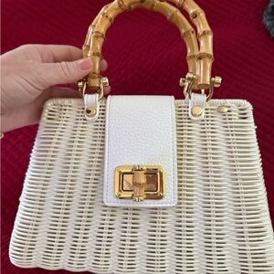 Leena Wicker Handbag with Bamboo Handle